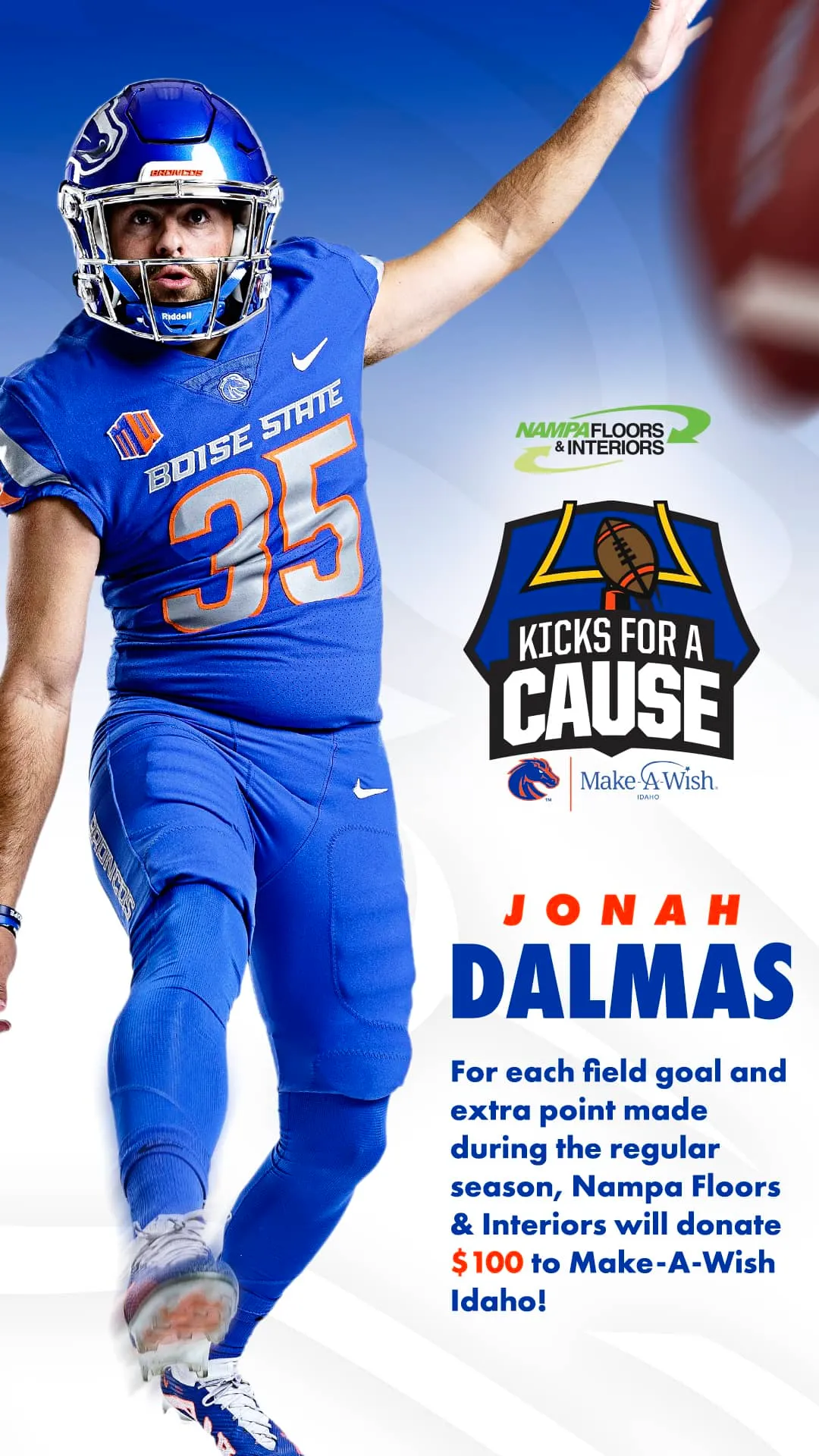 Kicks for a cause Jonah Dalmas | Nampa Floors & Interiors