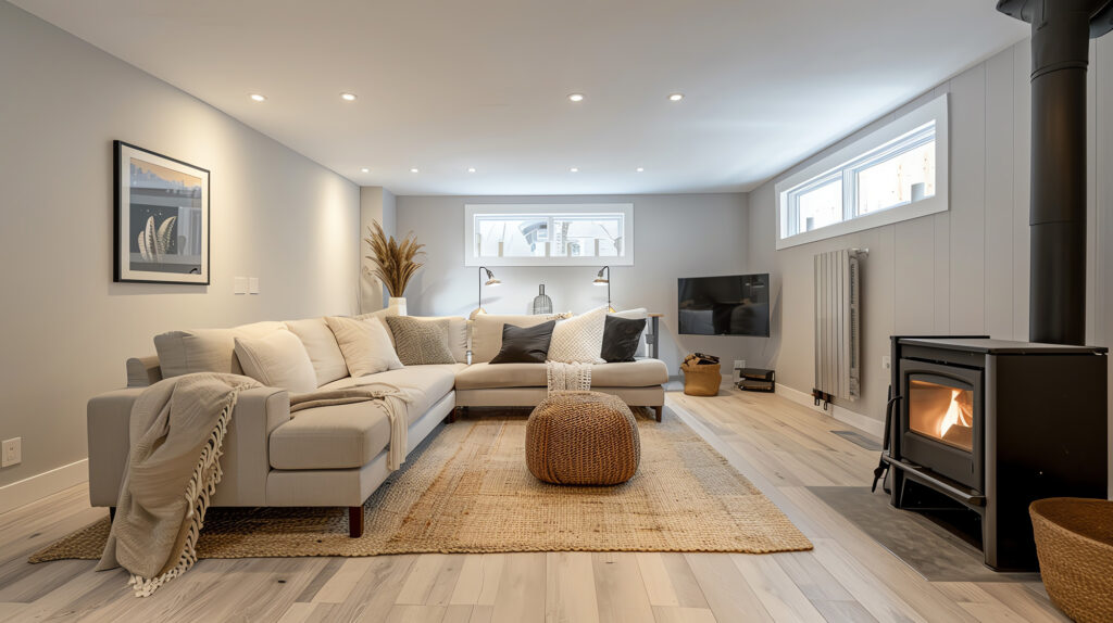 basement apartment with luxury vinyl plank flooring