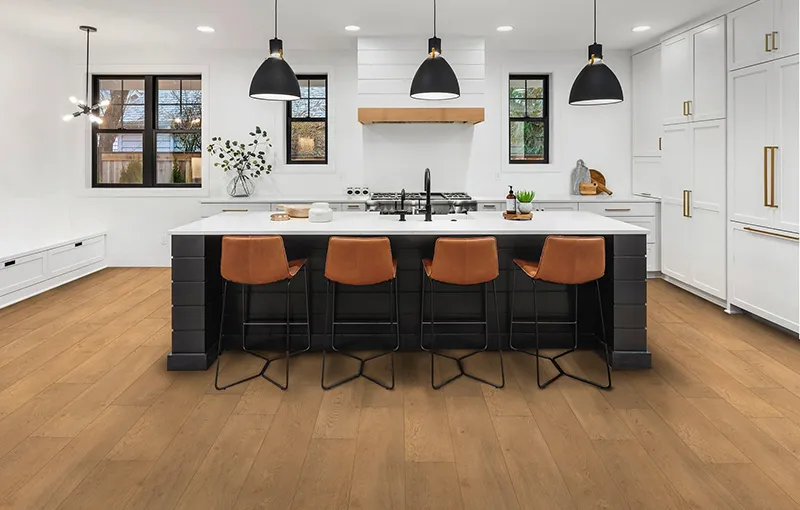 Kitchen with warm textured matte LVP